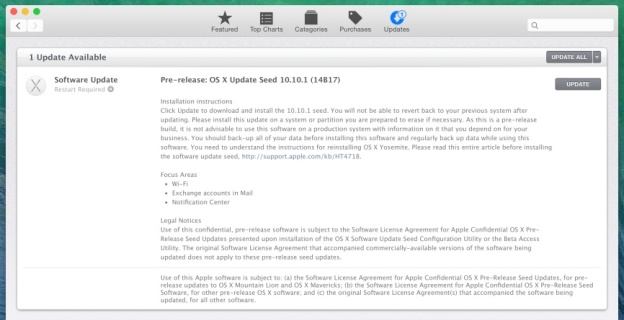 Apple выпустила новую бета-версию OS X Yosemite 10.10.1